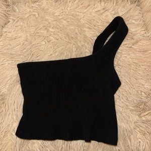 Black one shoulder crop top